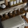 Kitchen Bakers Rack, Microwave Stand, Coffee Bar with Adjustable Shelves, 4 Hooks for Spices, Pots and Pans, Rustic Brown