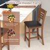 Set of 2 Counter Height Bar Chair Kitchen Island Stool with Backrest and Footrest