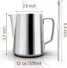 Mooye 12 oz Stainless Steel Milk Frother Maker, 350ml Milk Frother Cup Stainless Steel Espresso Cup