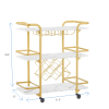 Drinks Trolley Cart with Rolling Wheels Hotel Serving Cart with Wine and Glass Holders Bar Carts