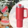 40oz large capacity tumbler, With Handle And Straw Lid