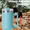 40oz large capacity tumbler, With Handle And Straw Lid