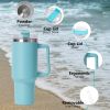 40oz large capacity tumbler, With Handle And Straw Lid