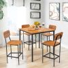 5 Pieces Industrial Dining Table Set with Counter Height Table and 4 Bar Stools