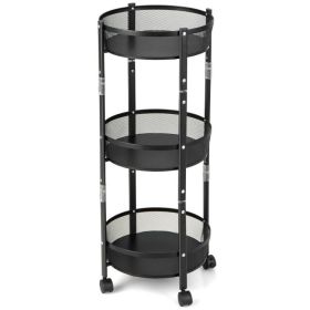 3-Tier Rotating 1-Second folding Storage Rack Metal (style: Round)